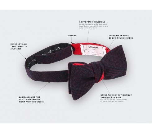 Burgundy glen plaid bow tie - cinabre paris