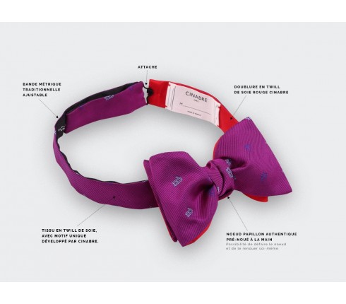 Fuchsia sledge bow tie - cinabre paris