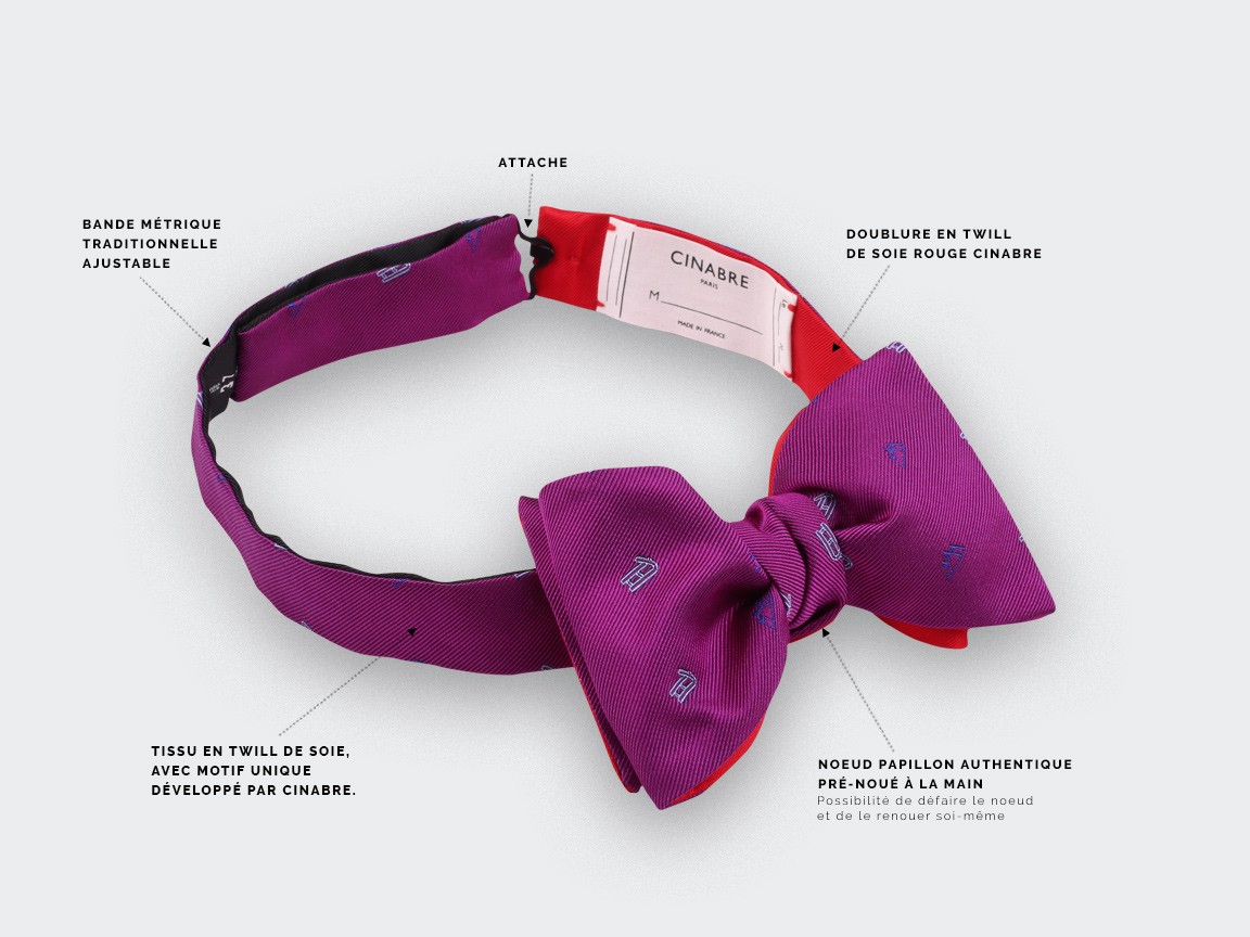 Fuchsia sledge bow tie - cinabre paris