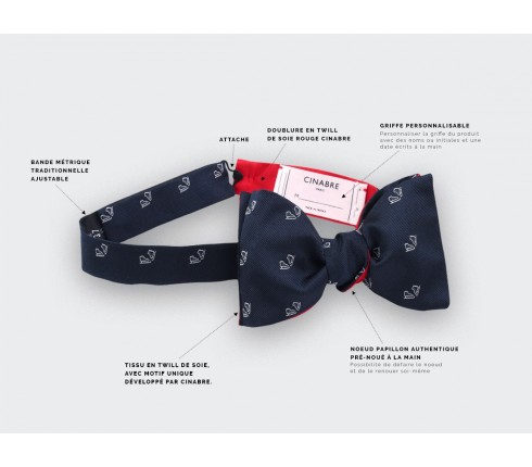 Navy blue ice skate bow tie - cinabre paris