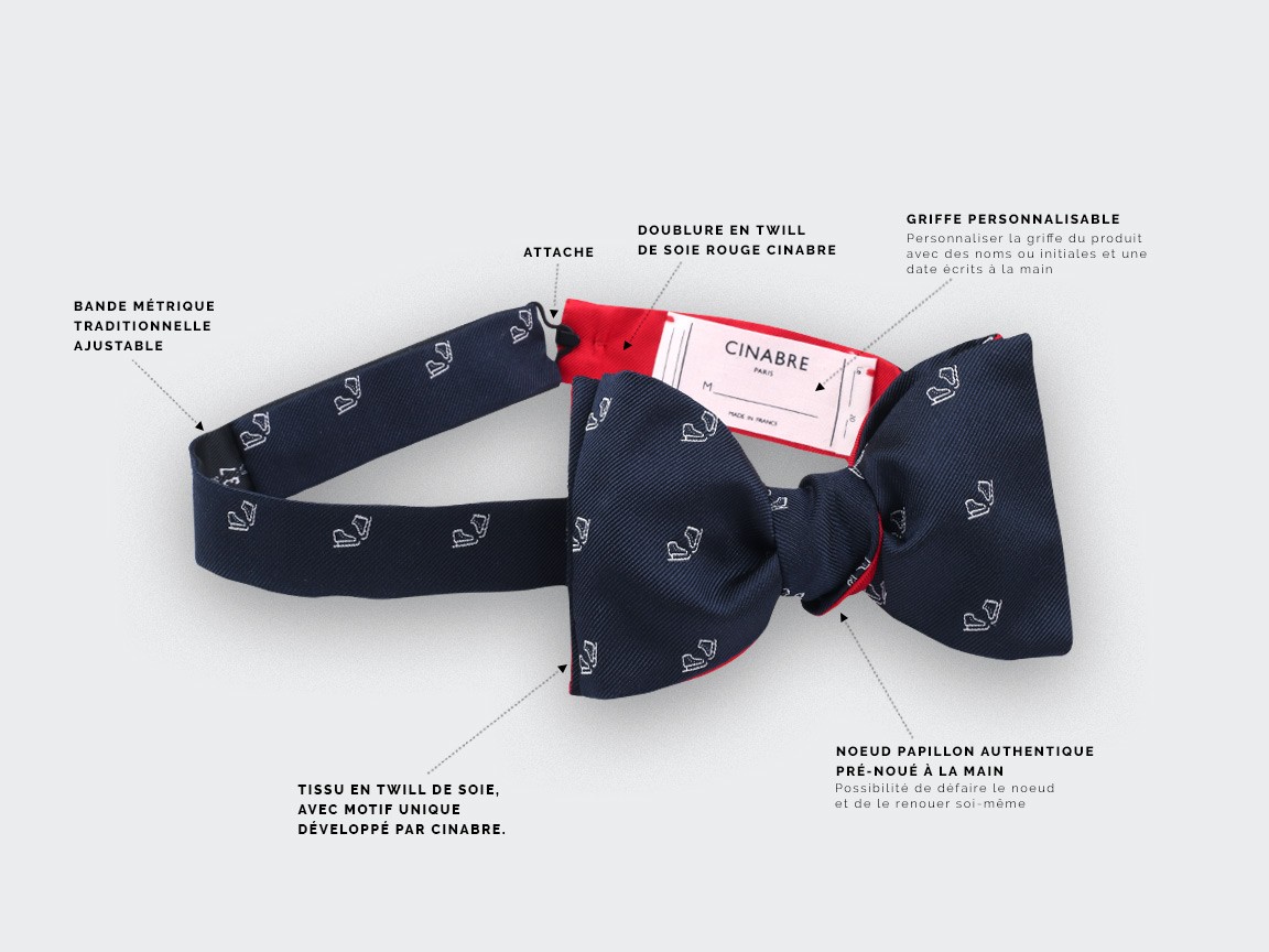 Navy blue ice skate bow tie - cinabre paris