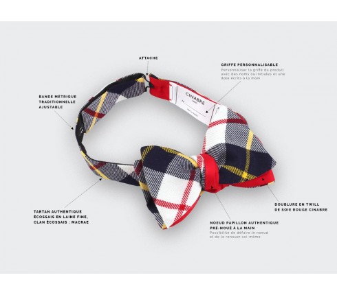 White Macrae tartan bow tie - cinabre paris