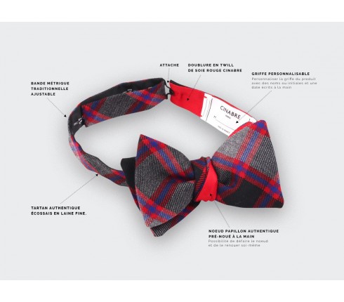 Grey tartan bow tie - cinabre paris