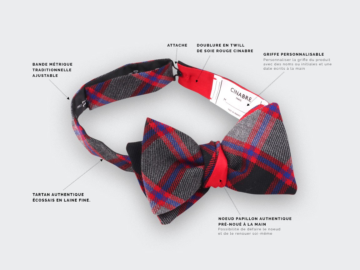 Grey tartan bow tie - cinabre paris