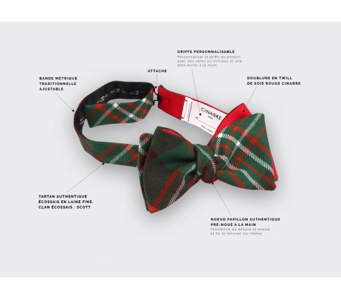 Noeud papillon tartan vert scott