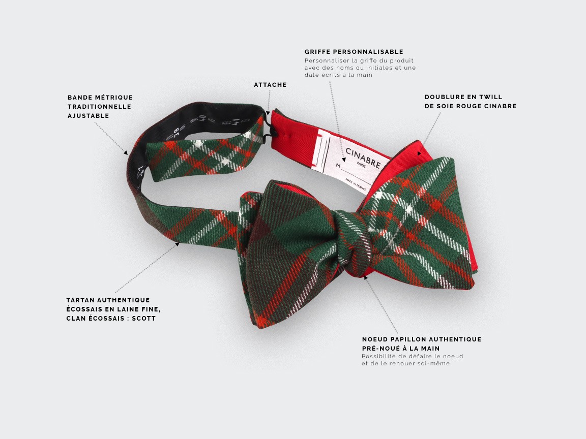 Noeud papillon tartan vert scott