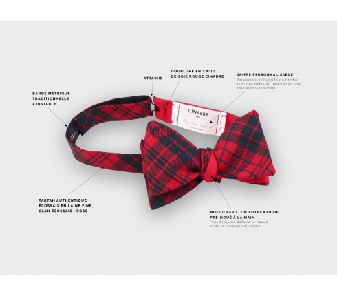 Noeud papillon tartan rouge ross - cinabre paris