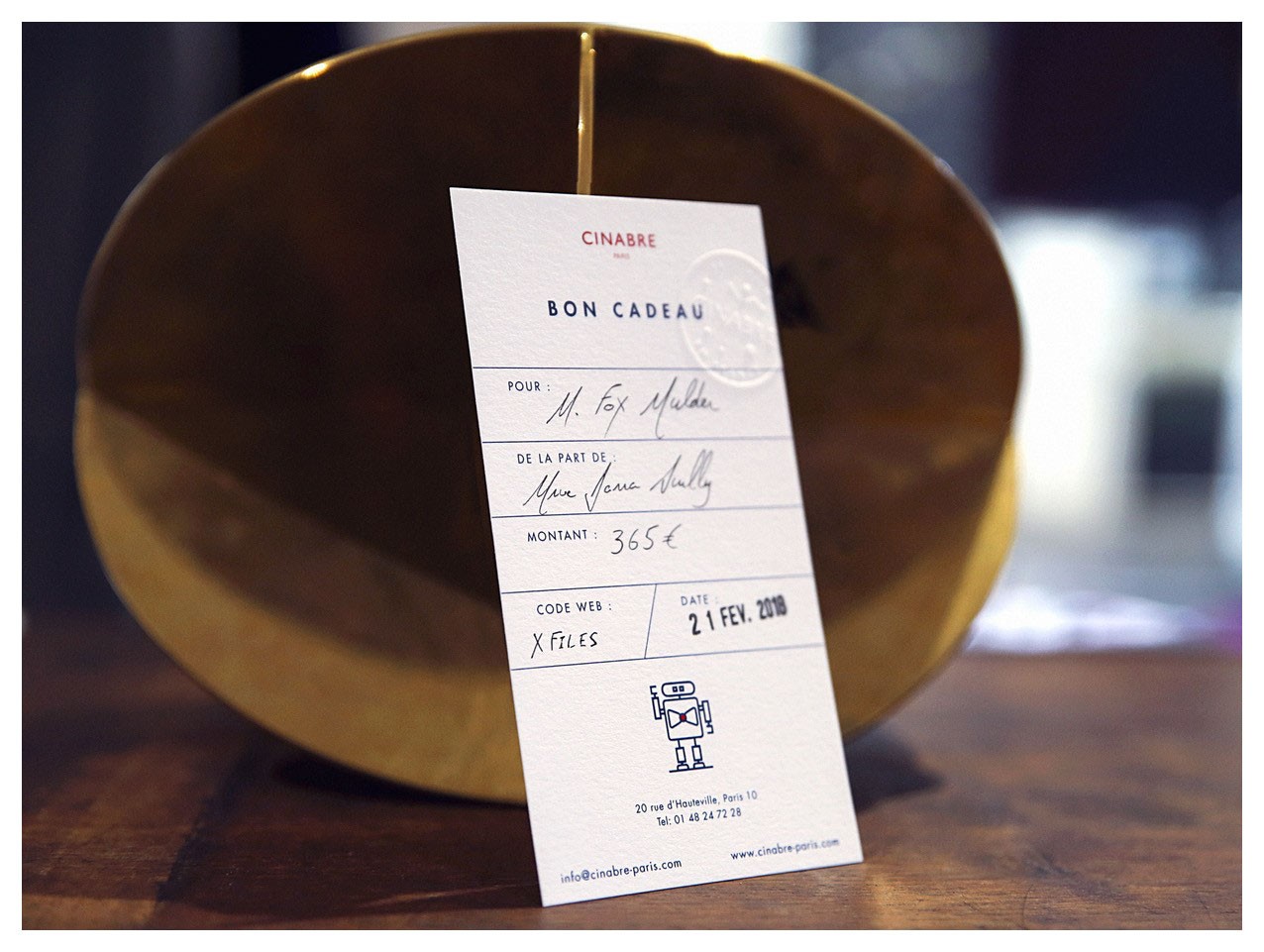 Tie - gift card 115euros - Cinabre Paris