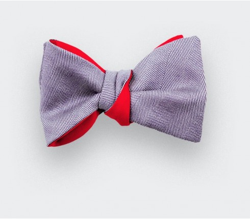 lavender herringbone bow tie - wool and silk - cinabre paris