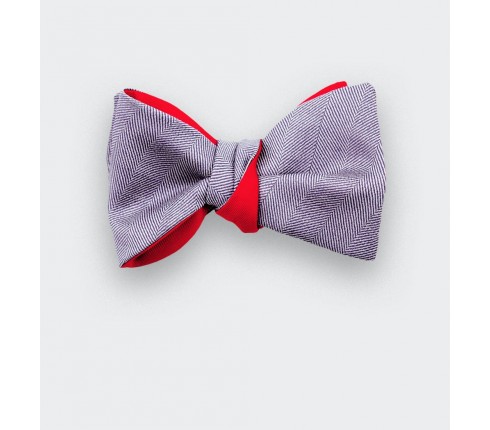 lavender herringbone bow tie - wool and silk - cinabre paris