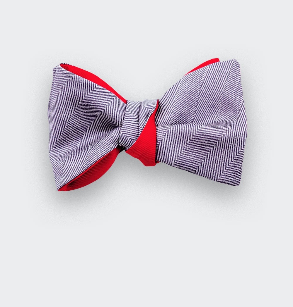 lavender herringbone bow tie - wool and silk - cinabre paris